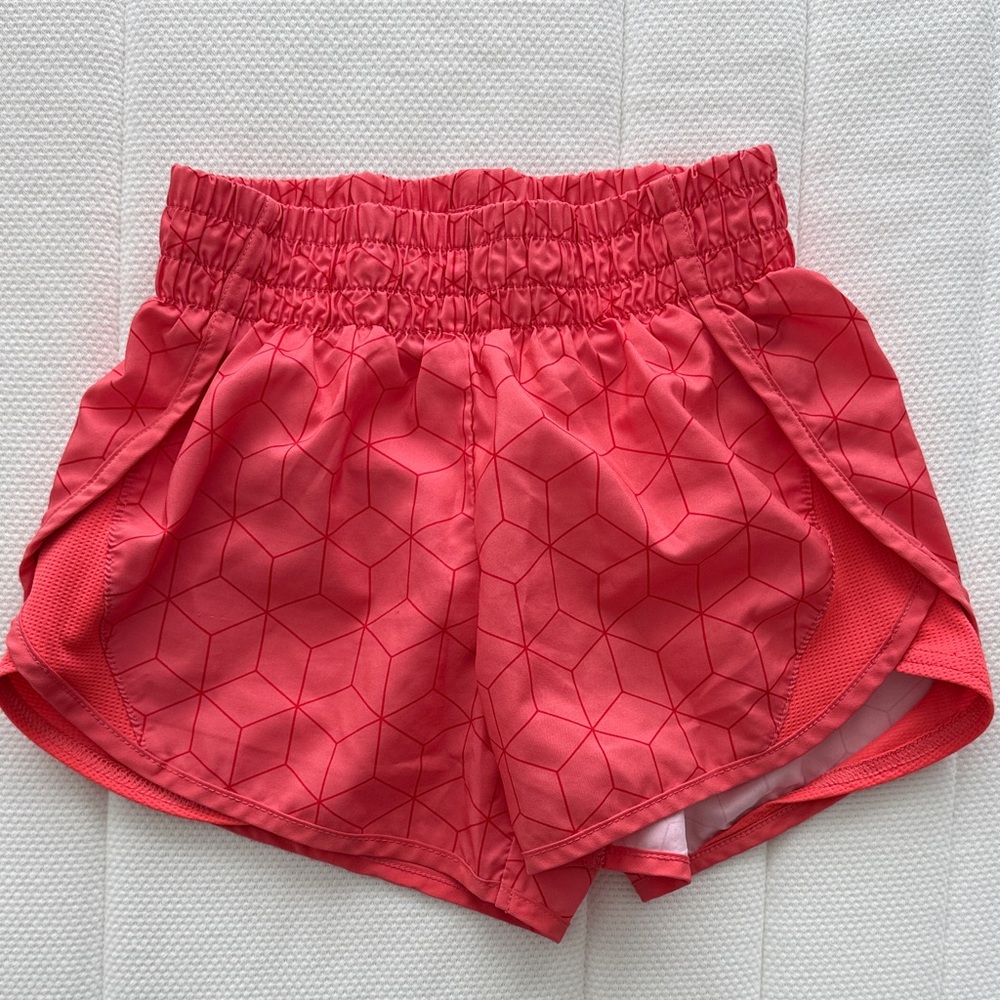 Girls Coral Athletic Shorts with Elastic Waist